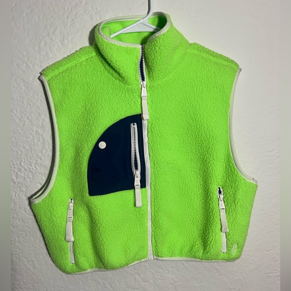 Free People Neon Green Fleece Vest